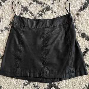 Free People Black Faux Leather Skirt